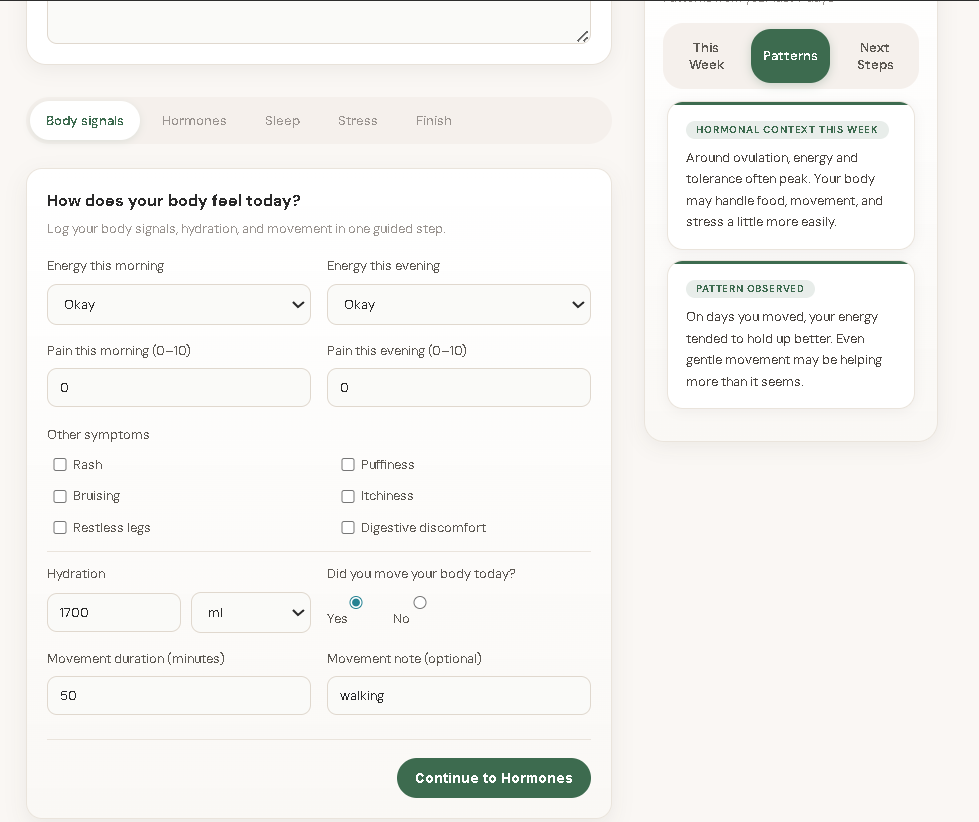 Daily food log and AI coach insight