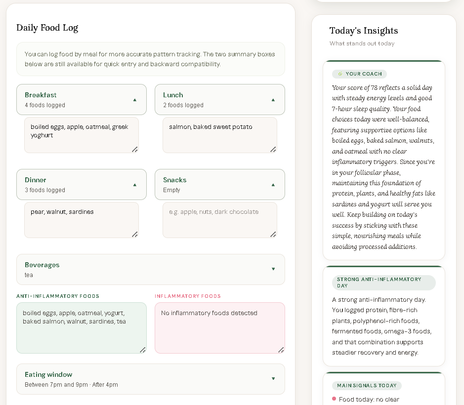 Body signals and hormone tracking